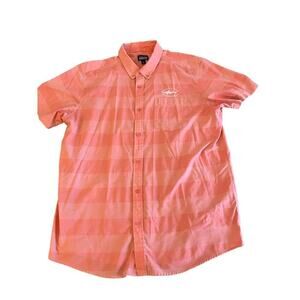 Men's Patagonia Organic Cotton Striped Orange Short Sleeve Button Down Size XL